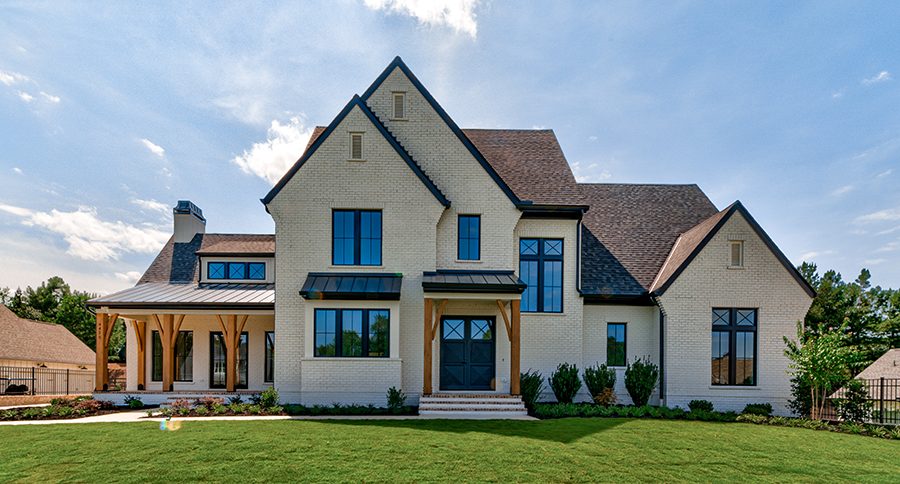 Custom home with a covered porch